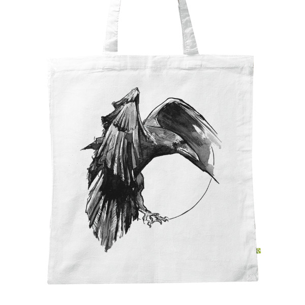 BIO plátěná taška s potiskem Crow